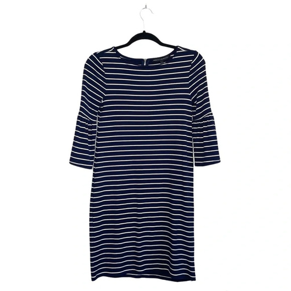 WHBM Navy Blue White Striped Bell Sleeve Knee-length Shift Dress Xsmall Women’s - Picture 2 of 13